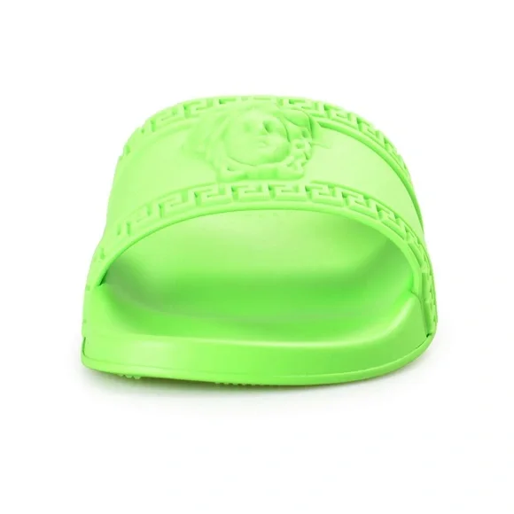 New Versace Women's Green Neon Medusa Head Embossed Slippers - Picture 7 of 11